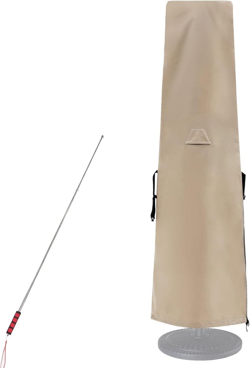 COOSHADE 600D Patio Umbrella Parasol Cover Waterproof Outdoor Anti-UV Protective Cover with Zipper Fits Market Umbrella Up to 14 Feet,Khaki - Image 3